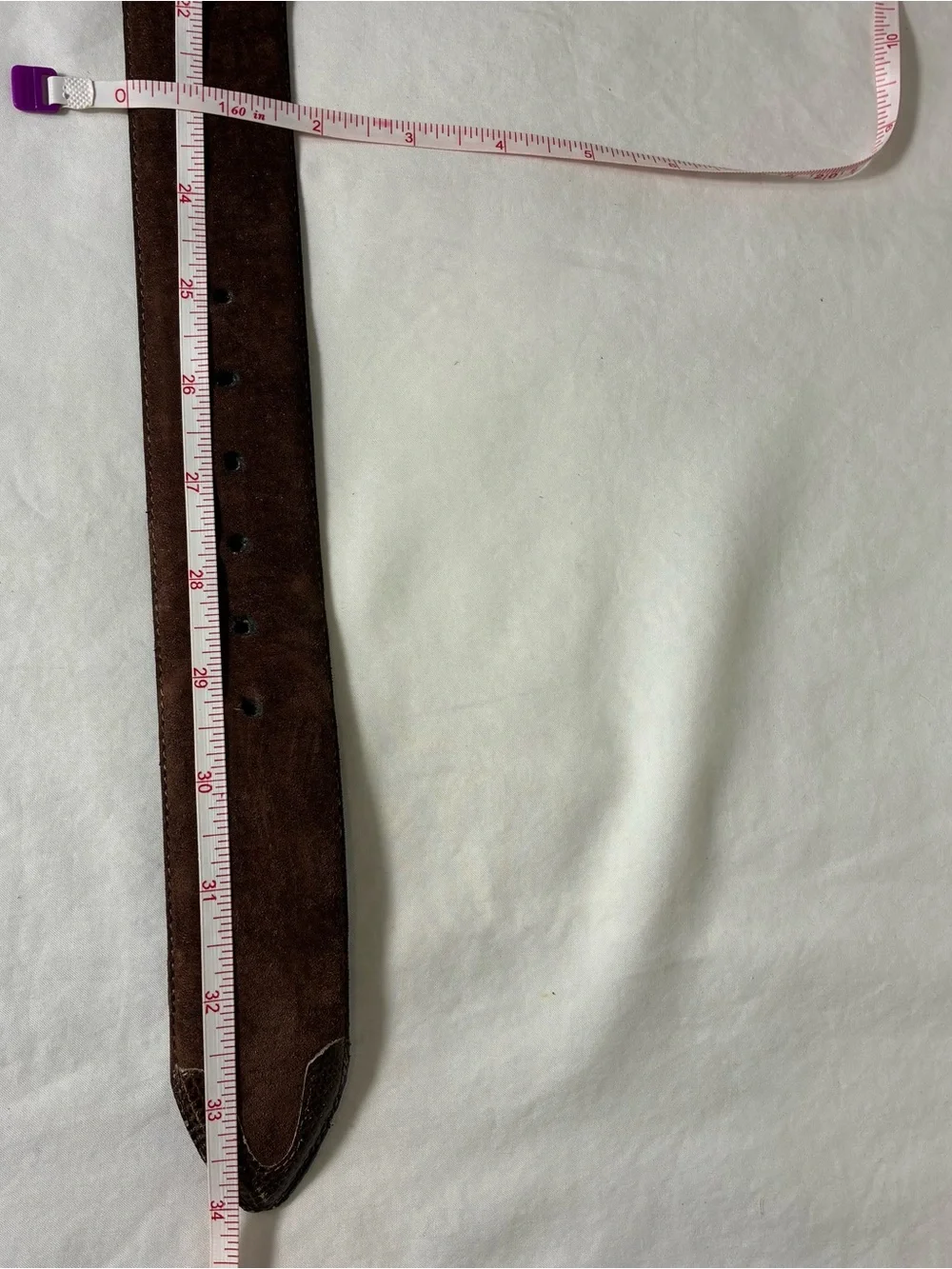 Torino Womens belt Sz M genuine suede chocolate brown made in USA